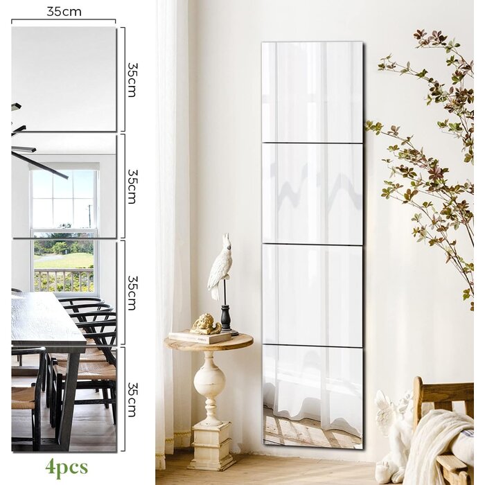 4er-Set Selbstklebende Spiegelkacheln 35x35 cm - 31% Rabatt
