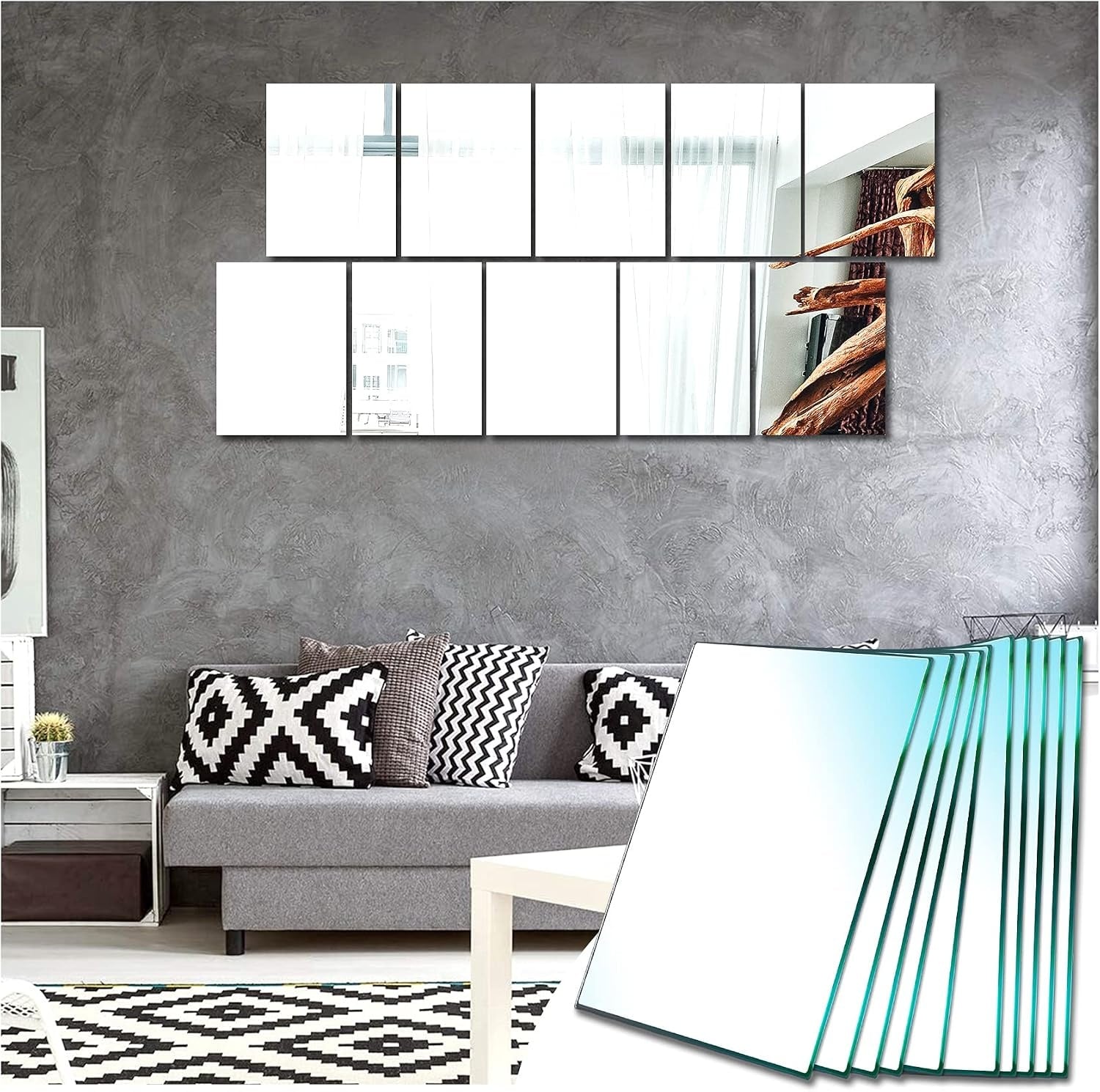 4er-Set Selbstklebende Spiegelkacheln 35x35 cm - 31% Rabatt