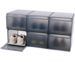 Schuhaufbewahrungsbox 6er-Set Stapelbar Grau - 41% Rabatt