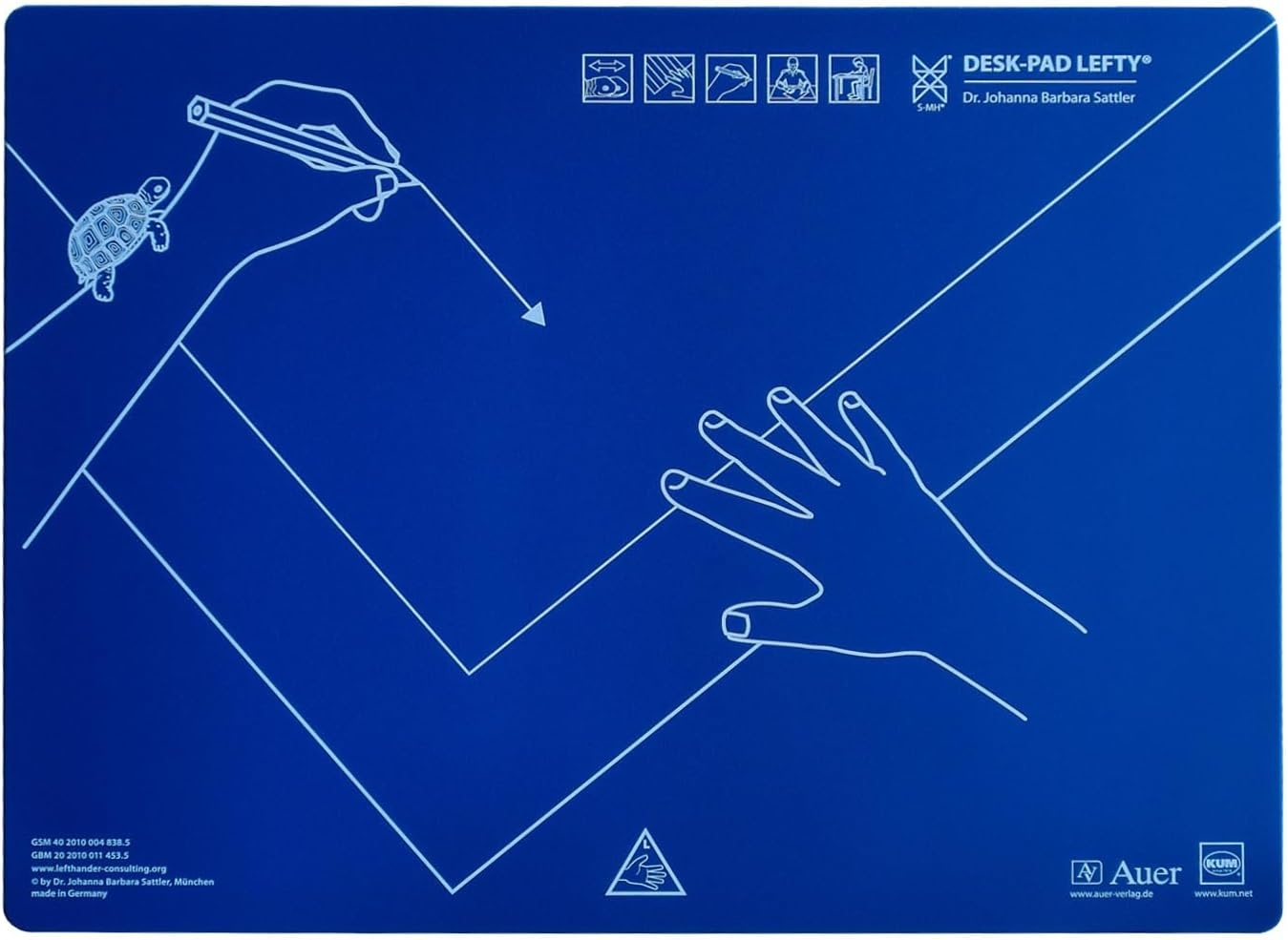 Ergonomische Schreibunterlage für Linkshänder, 53x40cm, Blau - 30% Rabatt