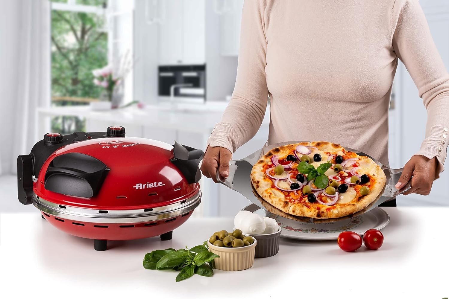 Pizzaofen 1200W, 400°C - 32cm Durchmesser - Rot - 34% Rabatt