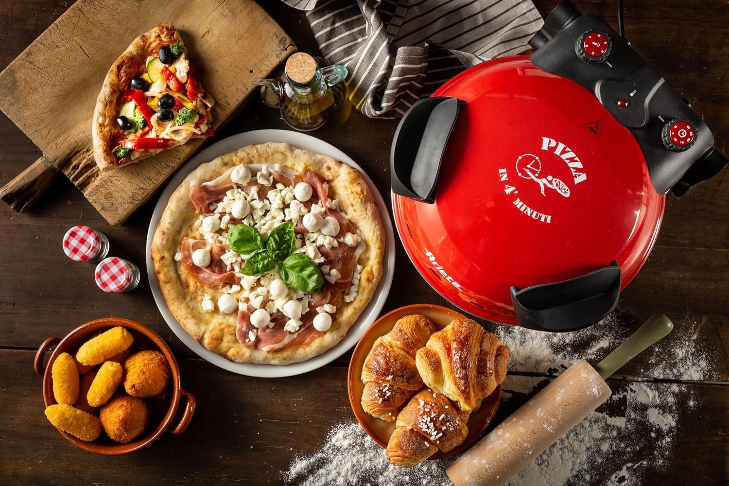 Pizzaofen 1200W, 400°C - 32cm Durchmesser - Rot - 34% Rabatt