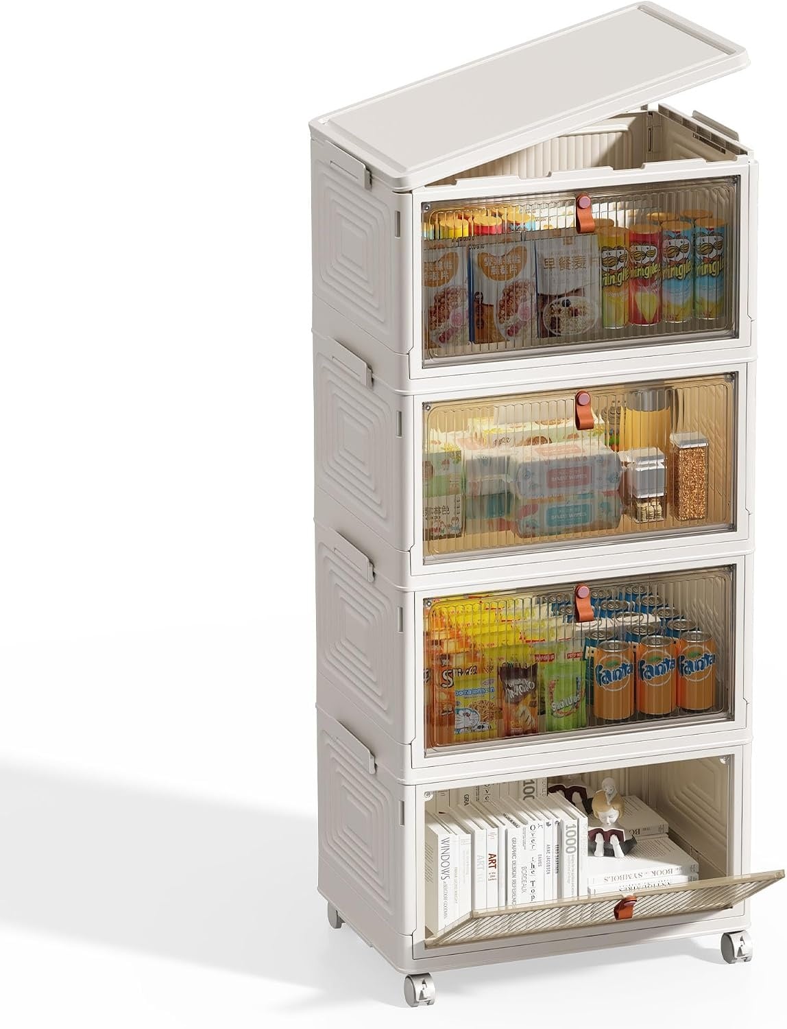 4er-Set Aufbewahrungsboxen 47L mit Rollen & Magnet-Front - 31% Rabatt