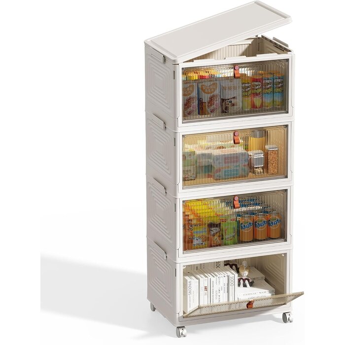 4er-Set Aufbewahrungsboxen 47L mit Rollen & Magnet-Front - 31% Rabatt