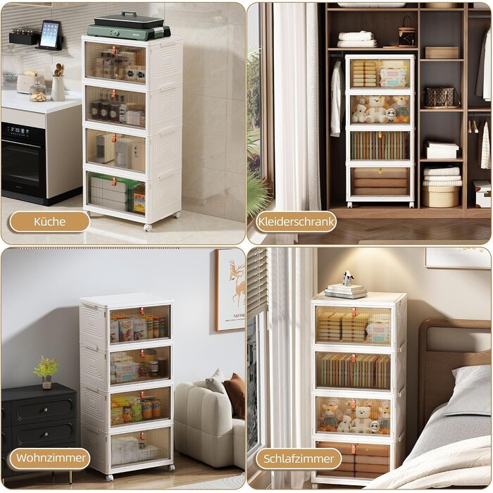 4er-Set Aufbewahrungsboxen 47L mit Rollen & Magnet-Front - 31% Rabatt