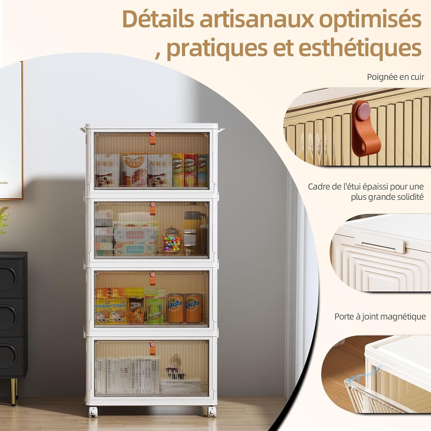 4er-Set Aufbewahrungsboxen 47L mit Rollen & Magnet-Front - 31% Rabatt