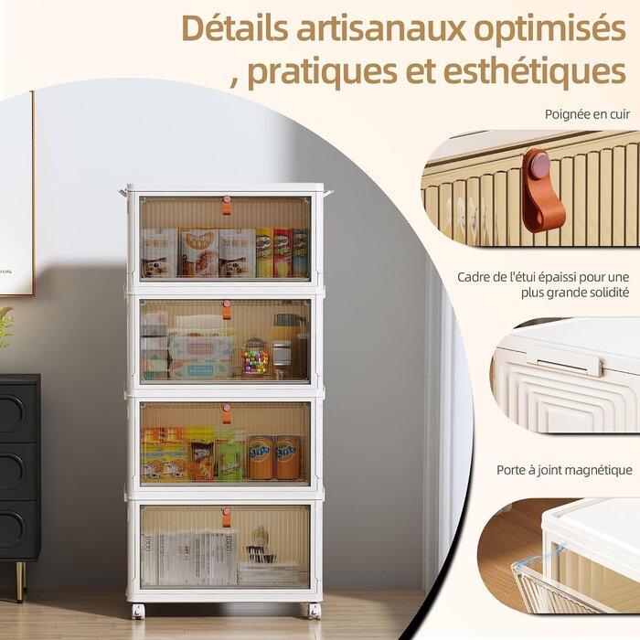4er-Set Aufbewahrungsboxen 47L mit Rollen & Magnet-Front - 31% Rabatt