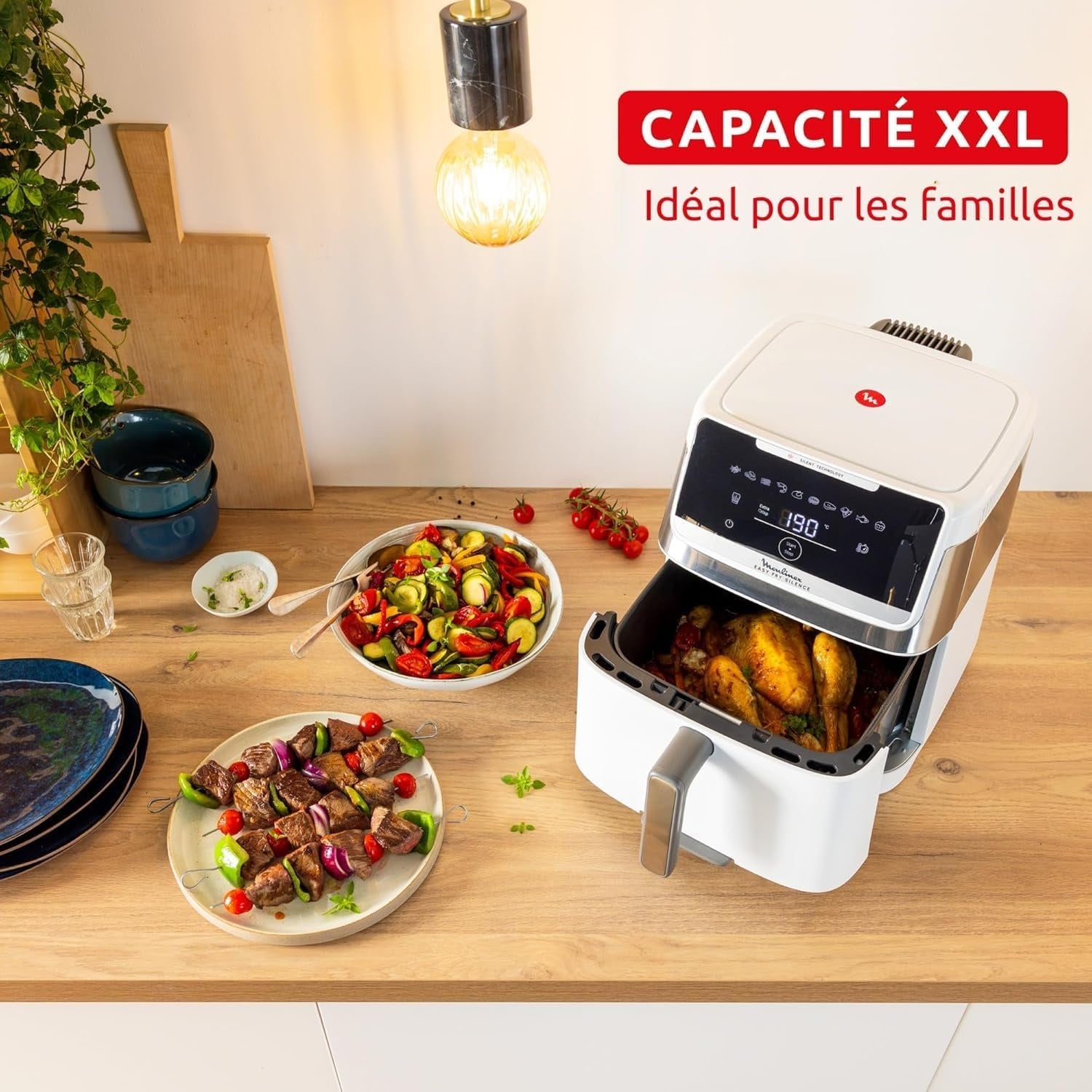 Heißluftfritteuse 7L - 10 Programme - Extra-Crisp - Weiß - 35% Rabatt