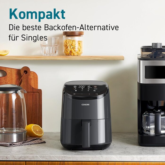 Kompakte 2L Mini-Heißluftfritteuse - Schwarz - 900W - 33% Rabatt