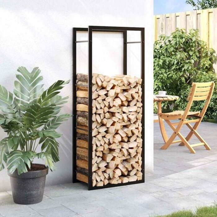 Vidaxl Kaminholzregal aus Stahl mattschwarz 50x132cm - 32% Rabatt