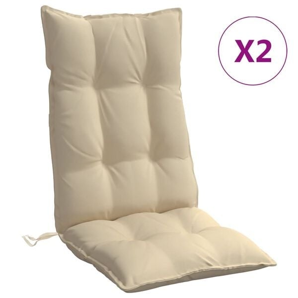 Vidaxl 2er-Set Hochlehner-Stuhlkissen, beige, 120x50x7cm - 33% Rabatt