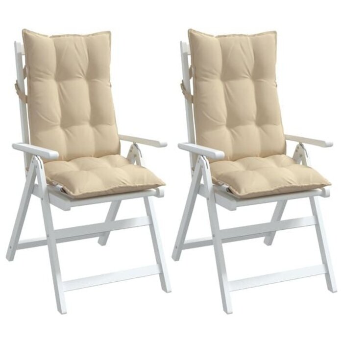 Vidaxl 2er-Set Hochlehner-Stuhlkissen, beige, 120x50x7cm - 33% Rabatt