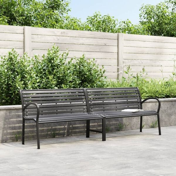 Vidaxl Große Gartenbank 231 cm, Stahl & WPC, Schwarz - 35% Rabatt