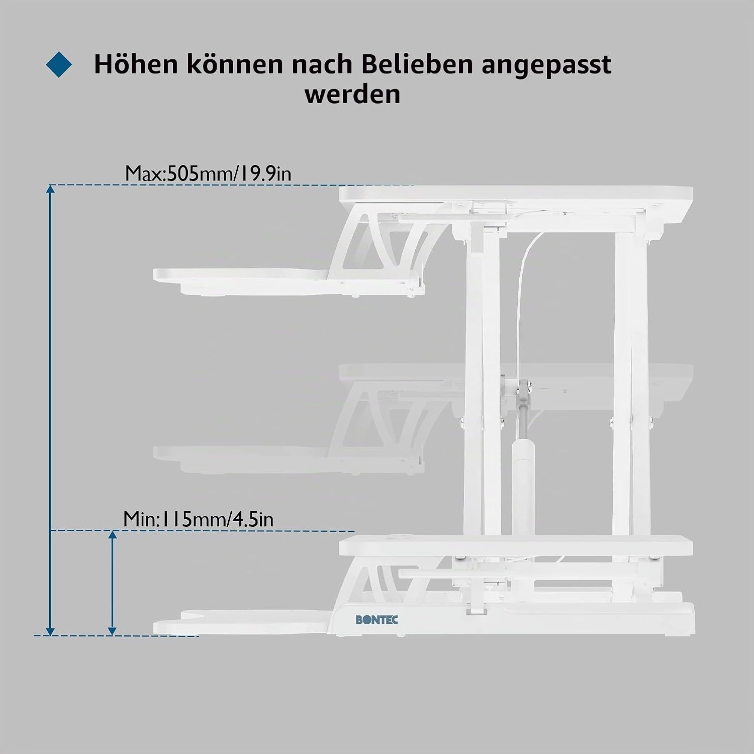 Steh-Sitz-Schreibtischaufsatz 800x400 mm Weiß - 34% Rabatt