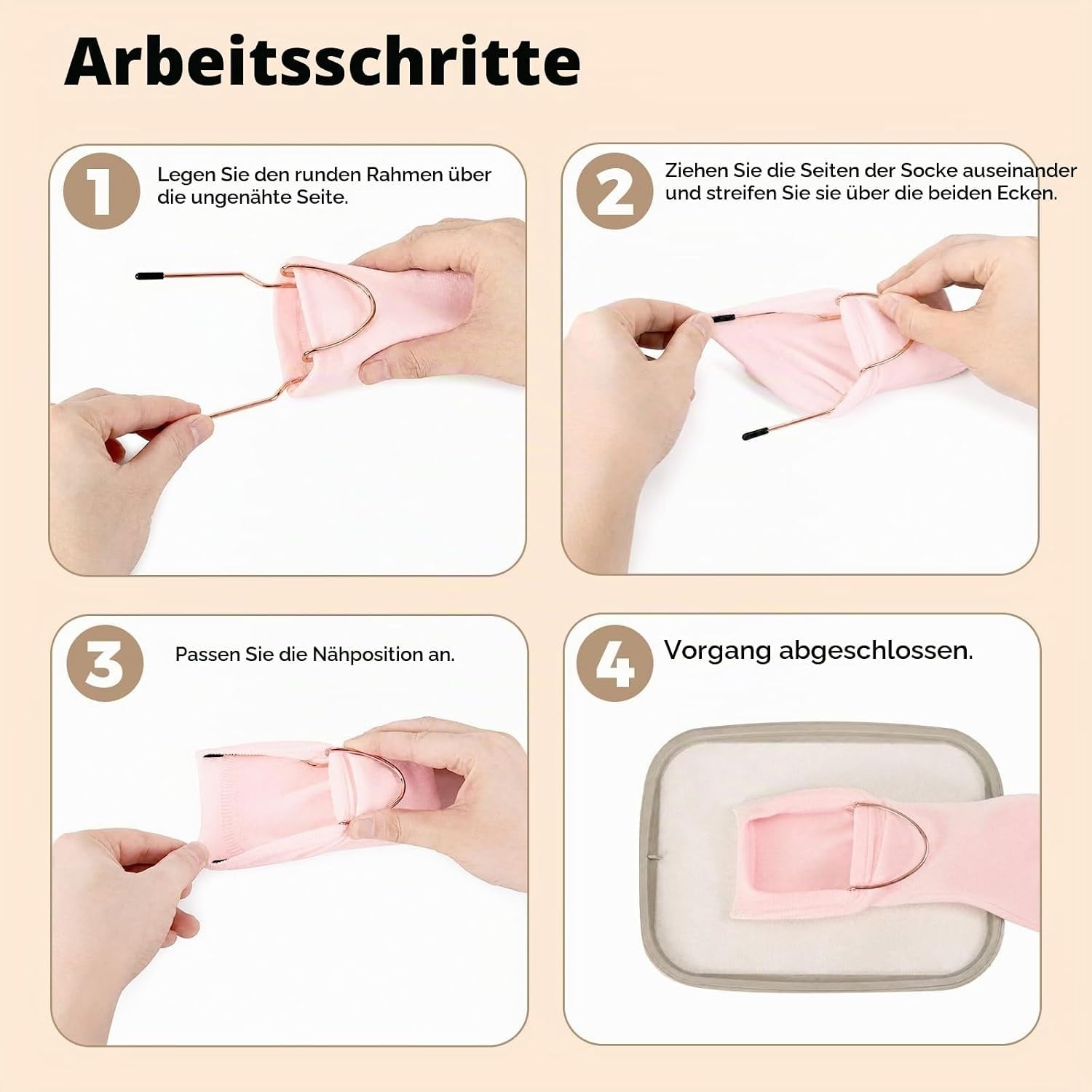 3-teiliges Stickrahmen-Set für Socken & Ärmel Roségold - 30% Rabatt
