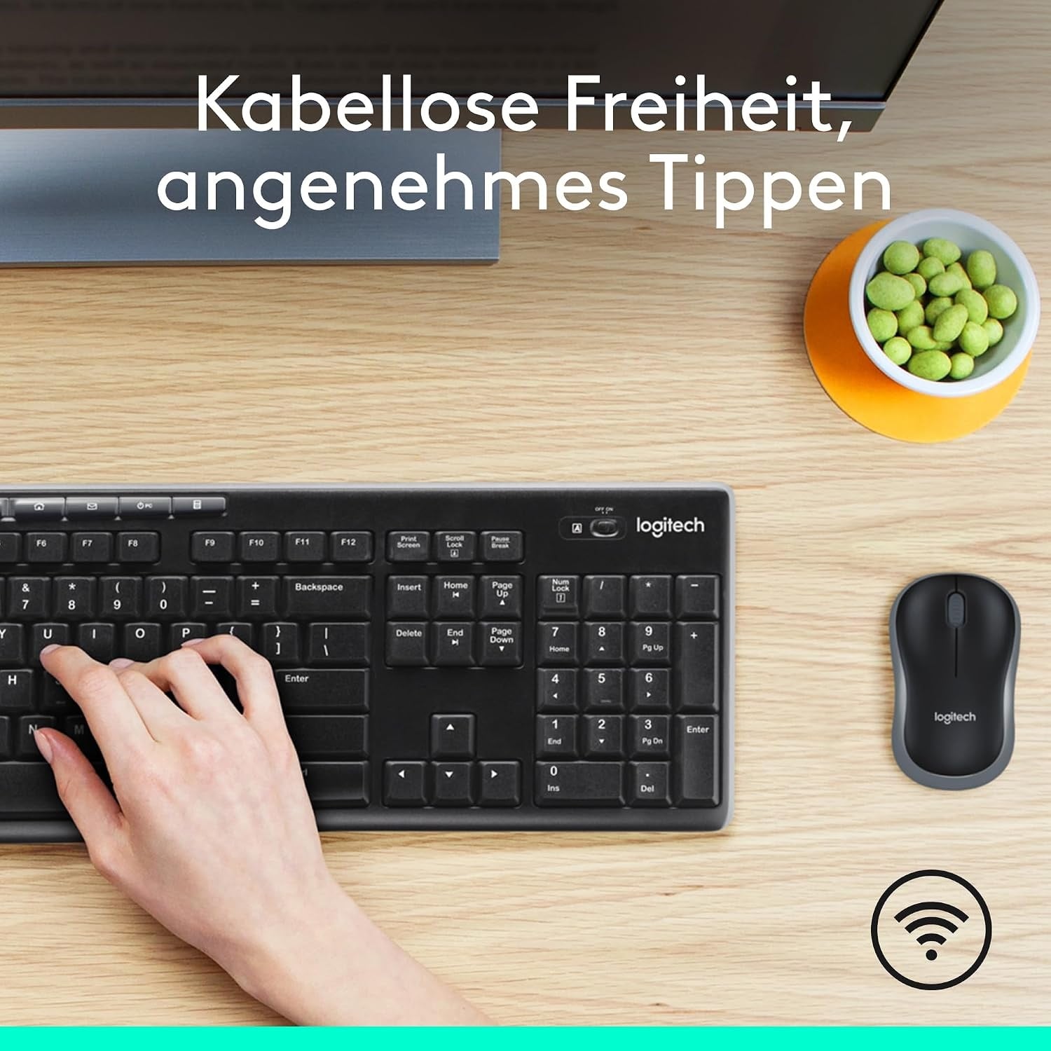 Drahtloses Tastatur- und Maus-Set, QWERTZ, Schwarz - 32% Rabatt