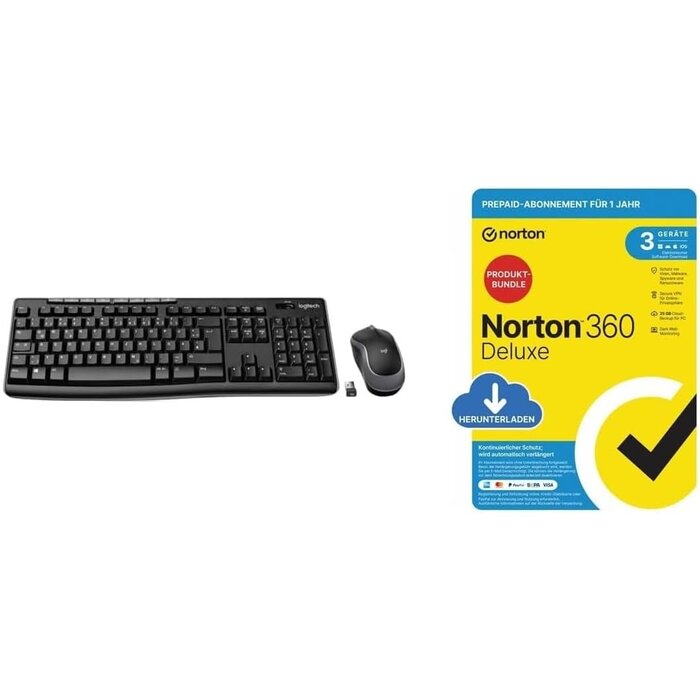 Drahtloses Tastatur- und Maus-Set, QWERTZ, Schwarz - 32% Rabatt