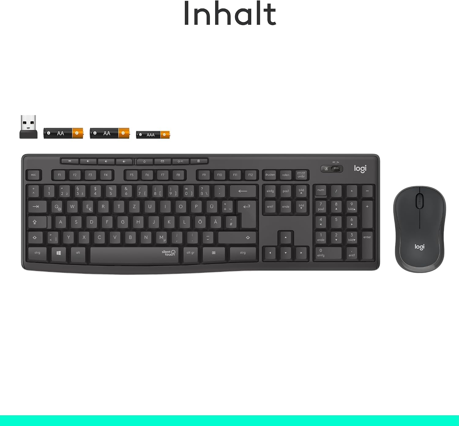 Drahtloses Tastatur- und Maus-Set, QWERTZ, Schwarz - 32% Rabatt