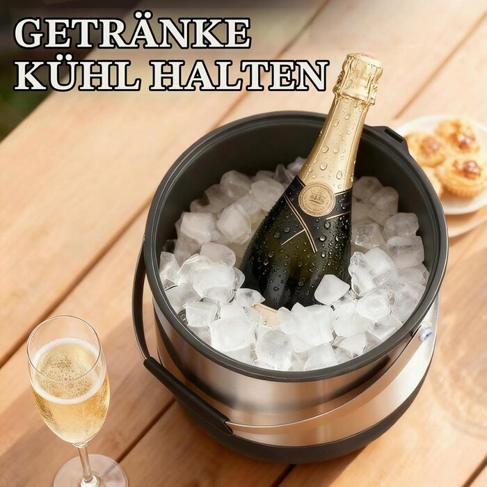 Edelstahl Eiswürfelbehälter 6,8L mit Deckel & Schaufel - 33% Rabatt