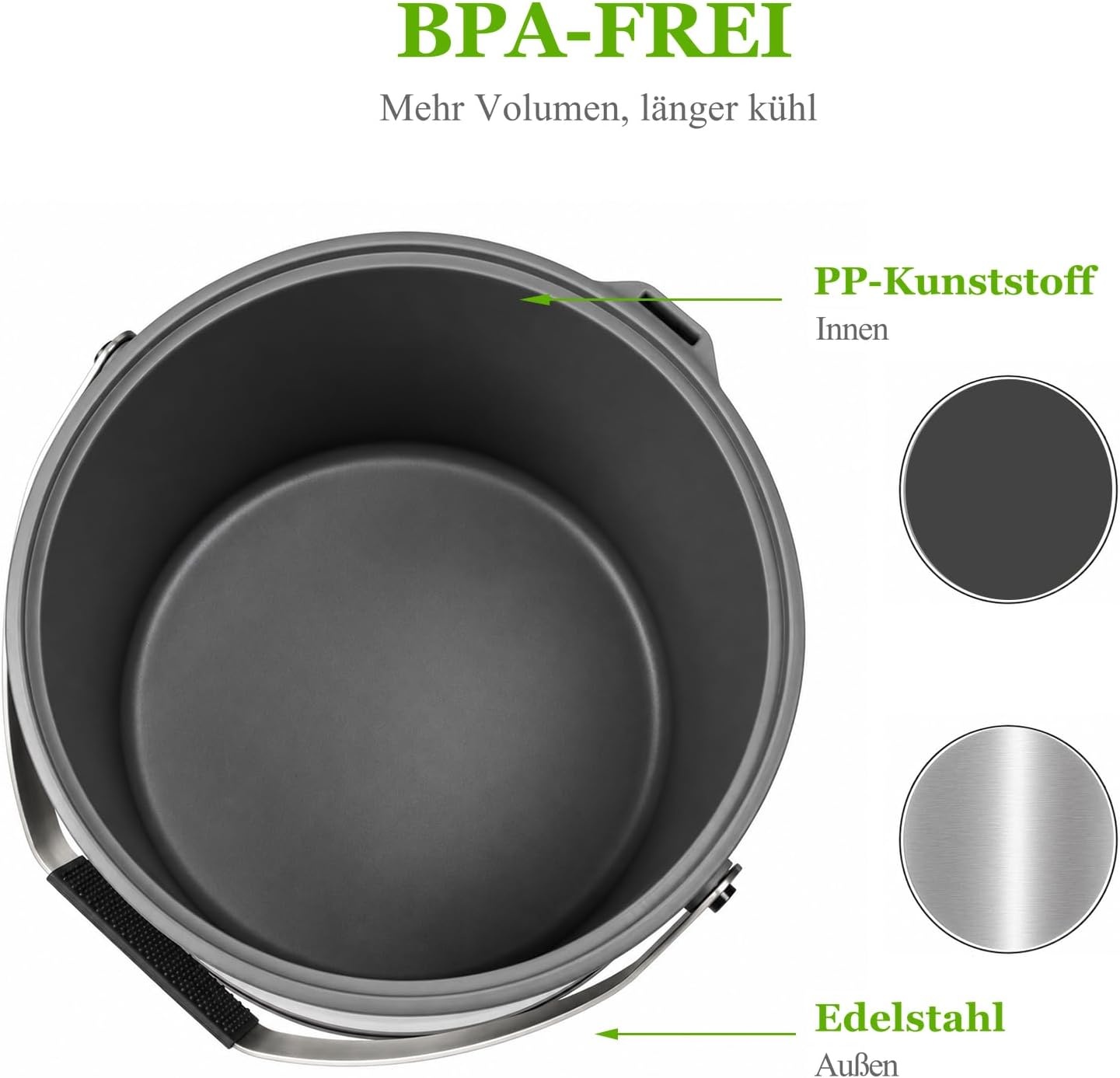 Edelstahl Eiswürfelbehälter 6,8L mit Deckel & Schaufel - 33% Rabatt