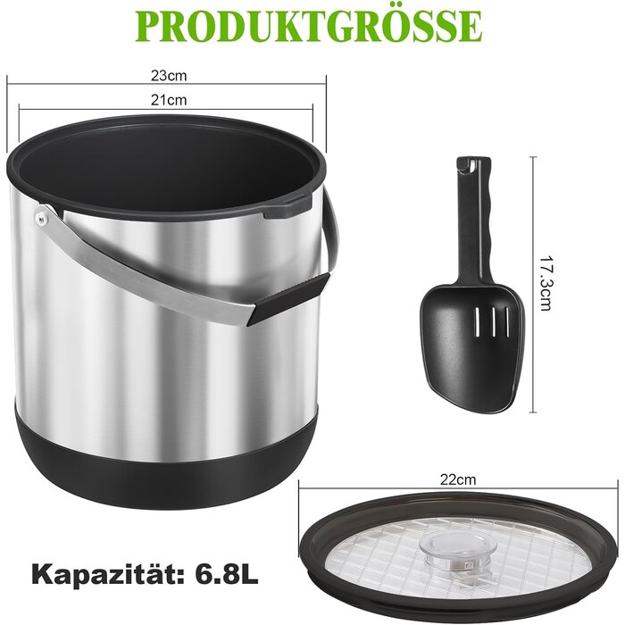 Edelstahl Eiswürfelbehälter 6,8L mit Deckel & Schaufel - 33% Rabatt