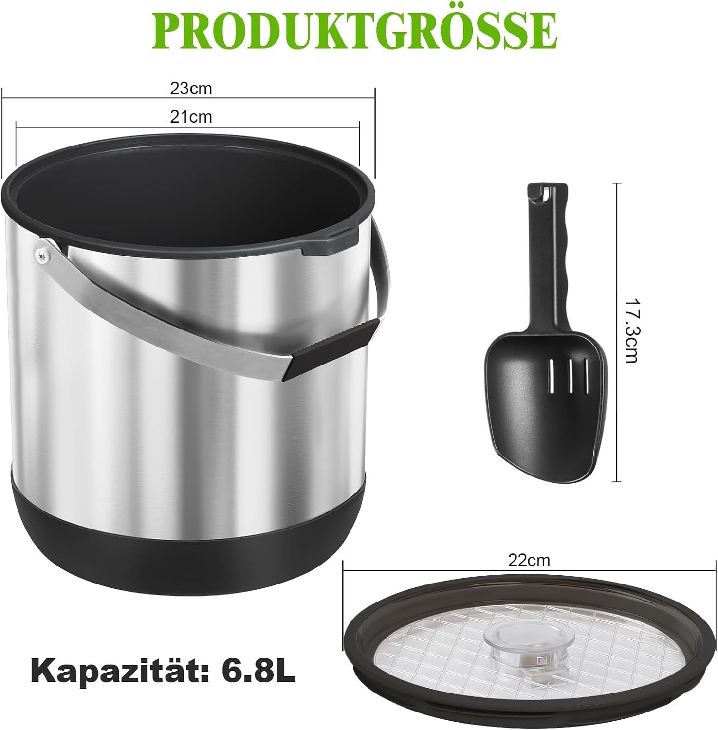 Edelstahl Eiswürfelbehälter 6,8L mit Deckel & Schaufel - 33% Rabatt