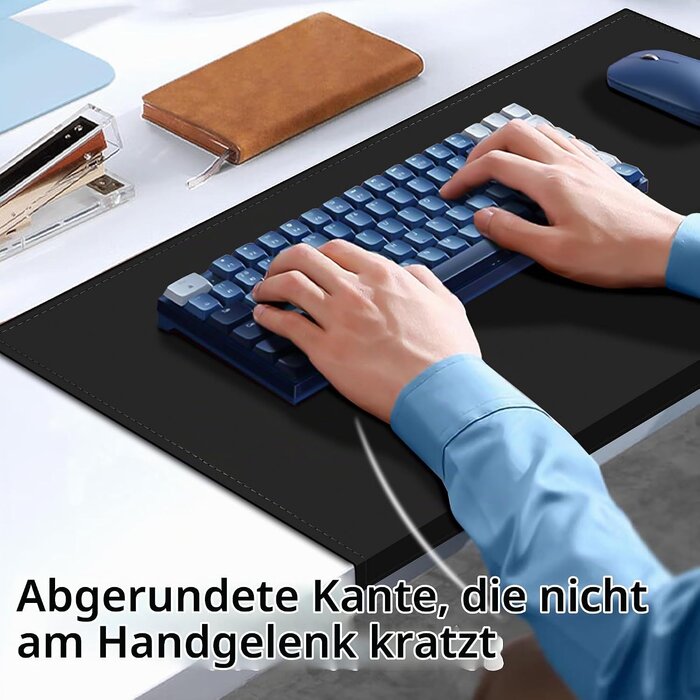 Schreibtischunterlage 90 x 48 cm Schwarz mit 34% Rabatt - Kantenschutz