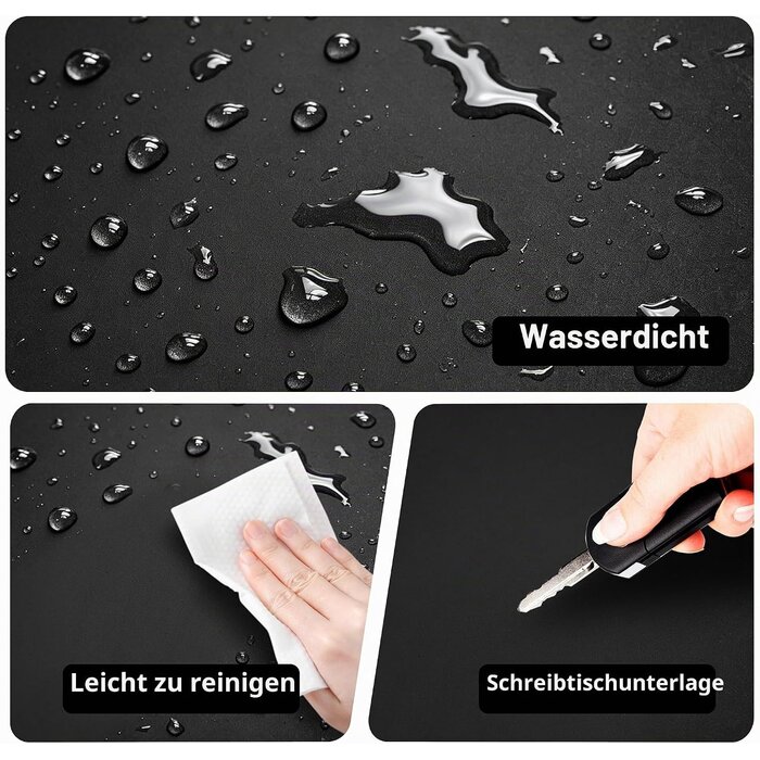 Schreibtischunterlage 90 x 48 cm Schwarz mit 34% Rabatt - Kantenschutz