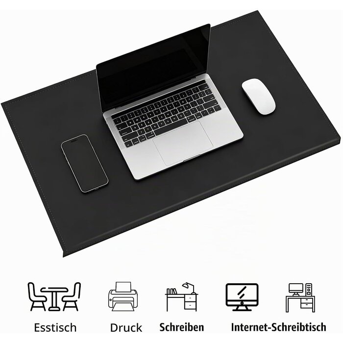 Schreibtischunterlage 90 x 48 cm Schwarz mit 34% Rabatt - Kantenschutz