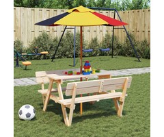 Vidaxl Kinder-Sonnenschirm, Holzstock, bunt, Ø 120 cm - 32% Rabatt