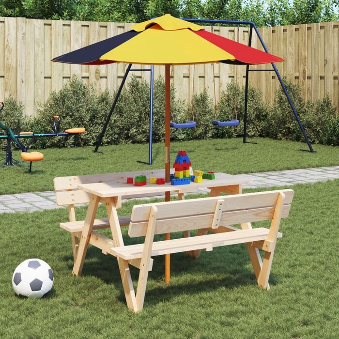 Vidaxl Kinder-Sonnenschirm, Holzstock, bunt, Ø 120 cm - 32% Rabatt
