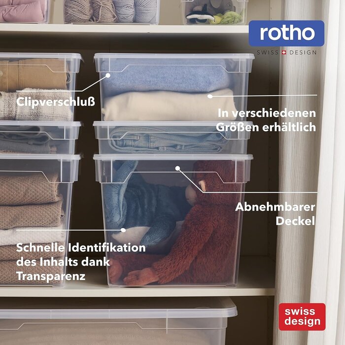 6x Aufbewahrungsbox 10L mit Deckel - Transparent Blau | 26% Rabatt