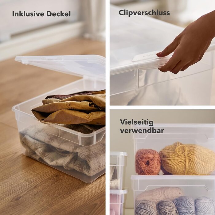 6x Aufbewahrungsbox 10L mit Deckel - Transparent Blau | 26% Rabatt