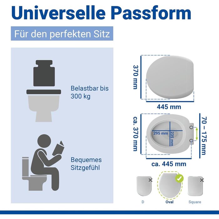 WC-Sitz Ostuni Oval Softclose Weiß - 300 kg Tragkraft - 31% Rabatt