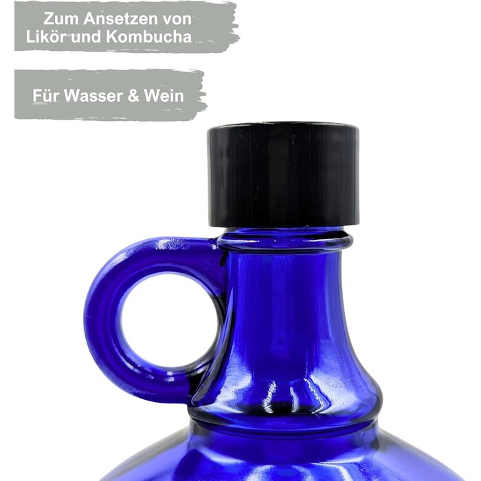 Blaue 2 Liter Glasflasche mit Schraubverschluss - 26% Rabatt
