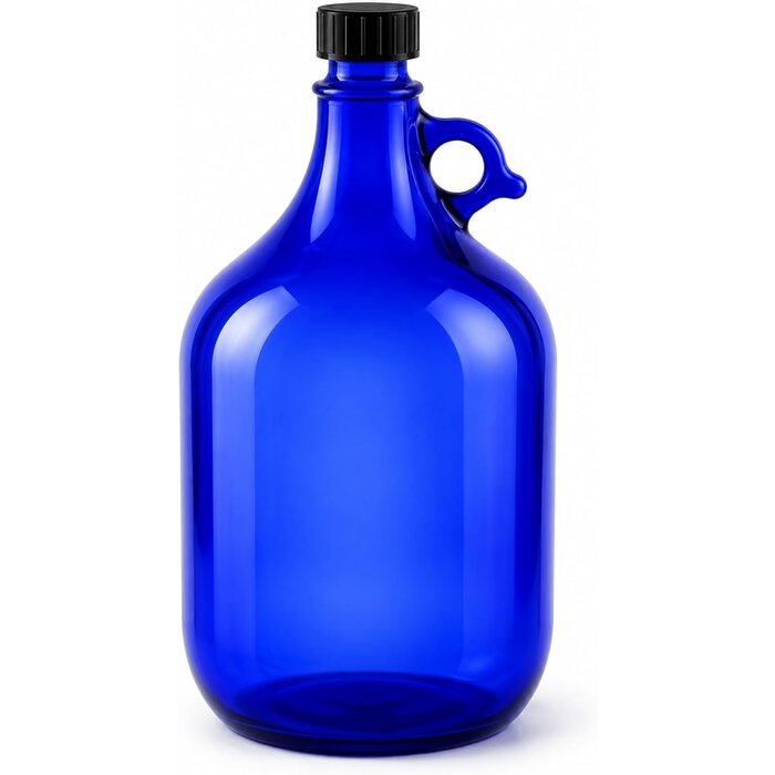 Blaue 2 Liter Glasflasche mit Schraubverschluss - 26% Rabatt