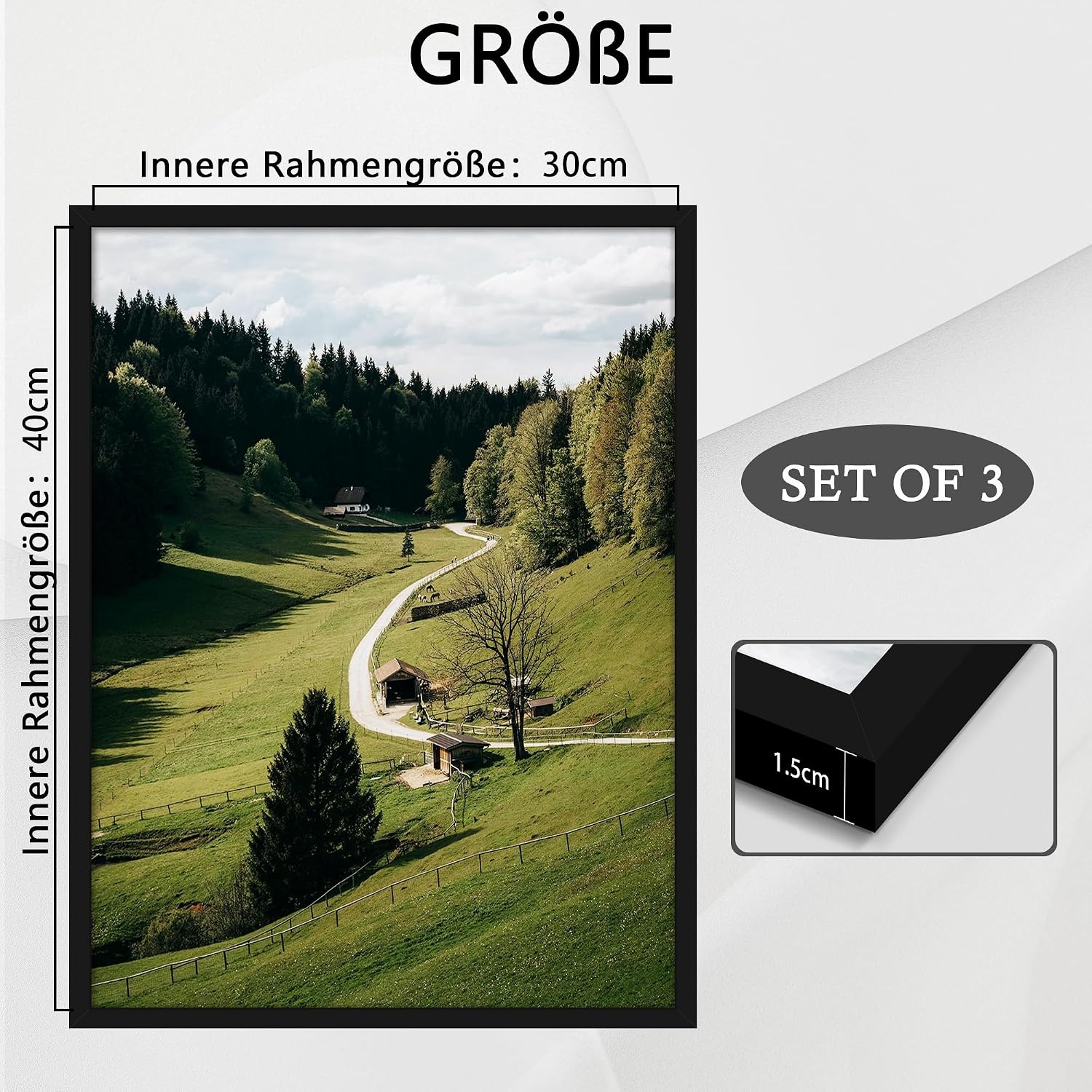 3er-Set Bilderrahmen 30x40 cm Schwarz - 27% Rabatt