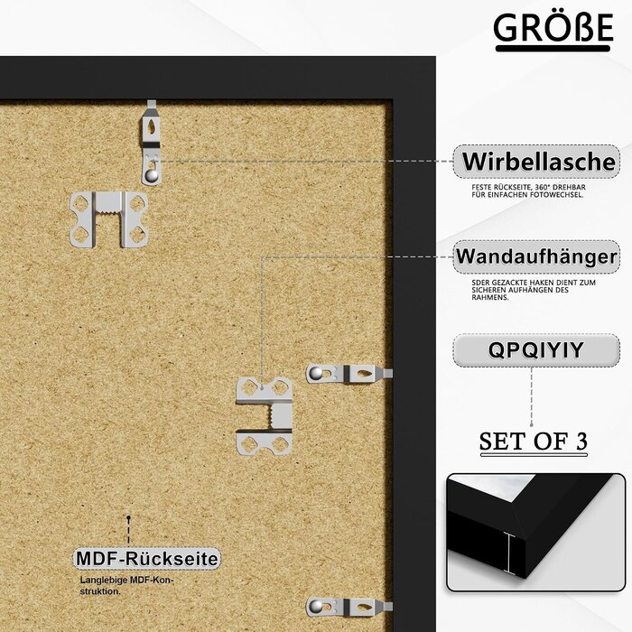 3er-Set Bilderrahmen 30x40 cm Schwarz - 27% Rabatt