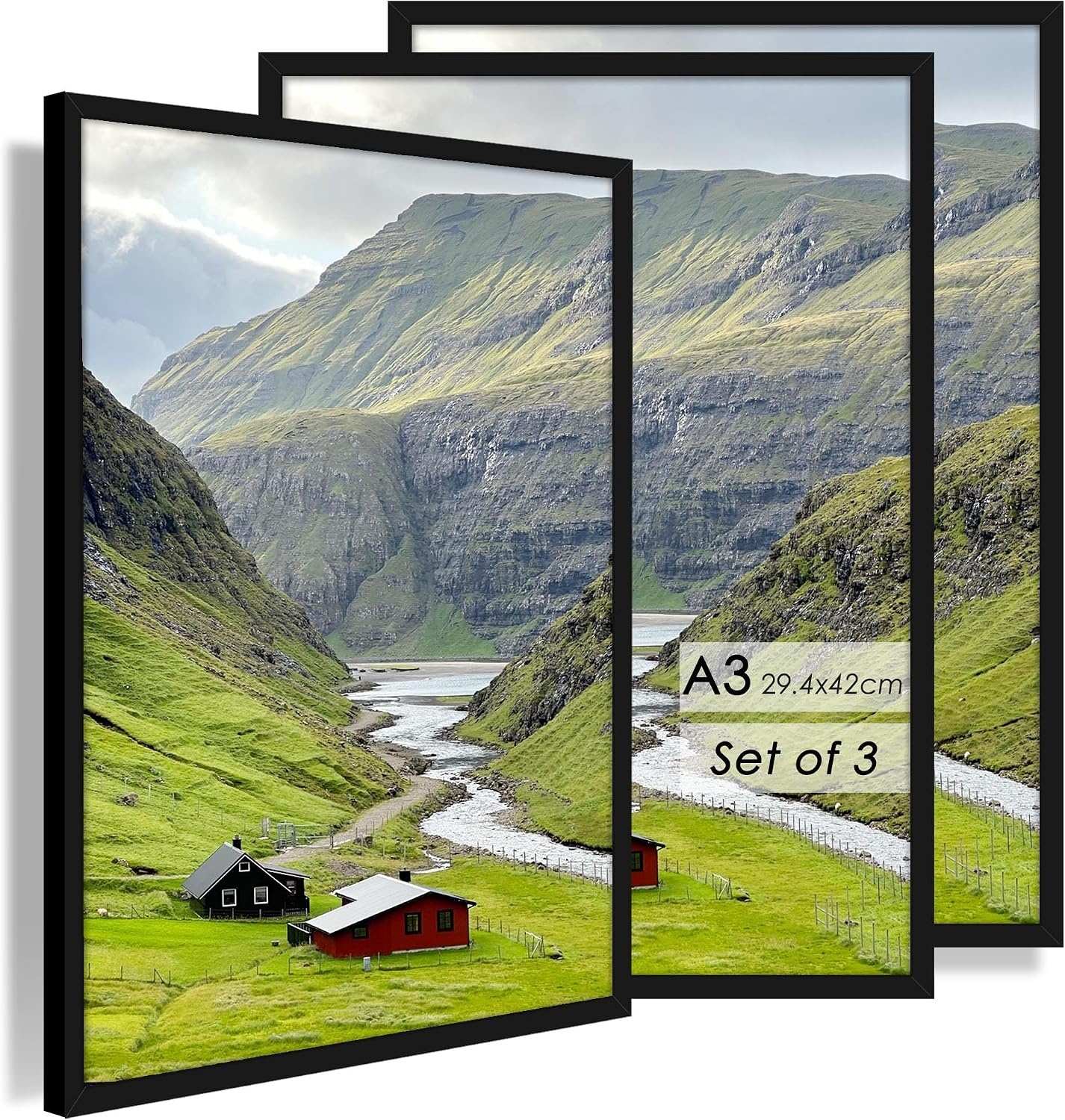 3er-Set Bilderrahmen 30x40 cm Schwarz - 27% Rabatt