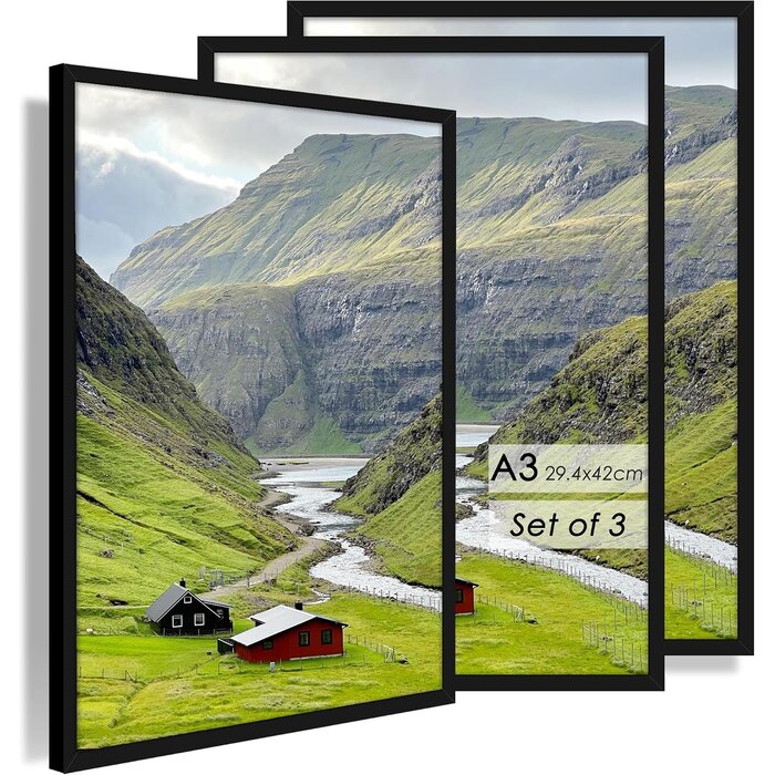 3er-Set Bilderrahmen 30x40 cm Schwarz - 27% Rabatt