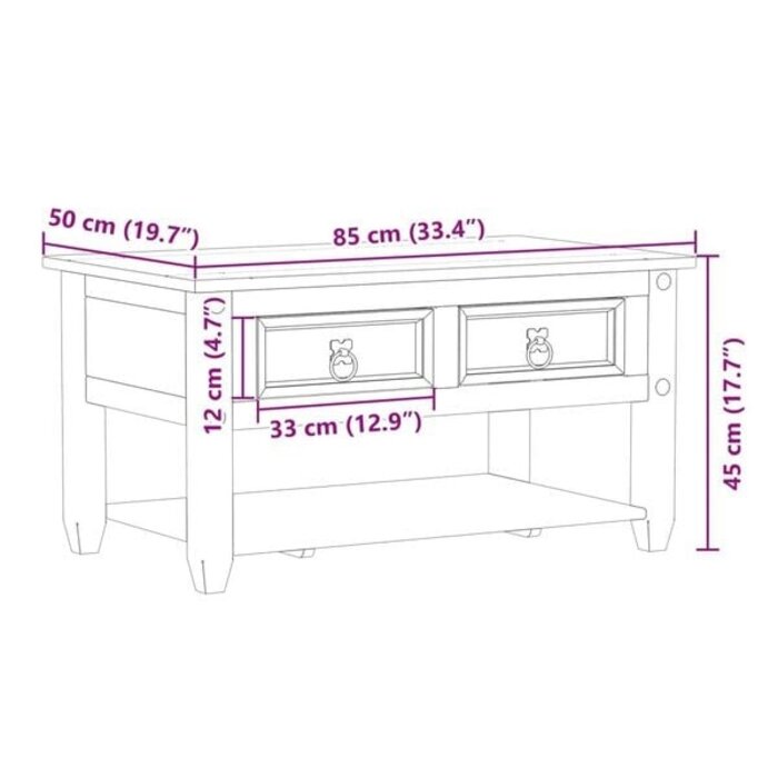 Vidaxl Wohnzimmertisch Corona Kiefer Massiv 85x50cm - 34% Rabatt