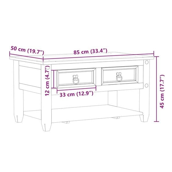 Vidaxl Wohnzimmertisch Corona Kiefer Massiv 85x50cm - 34% Rabatt
