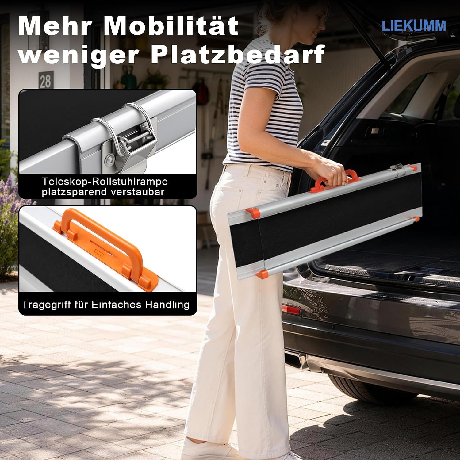 Teleskop-Auffahrrampe 244 cm, 300 kg Tragkraft - 30% Rabatt
