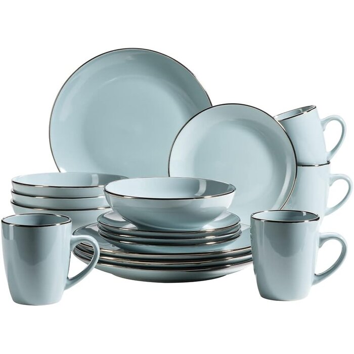 24-teiliges Kombiservice Steingut Grau - 34% Rabatt