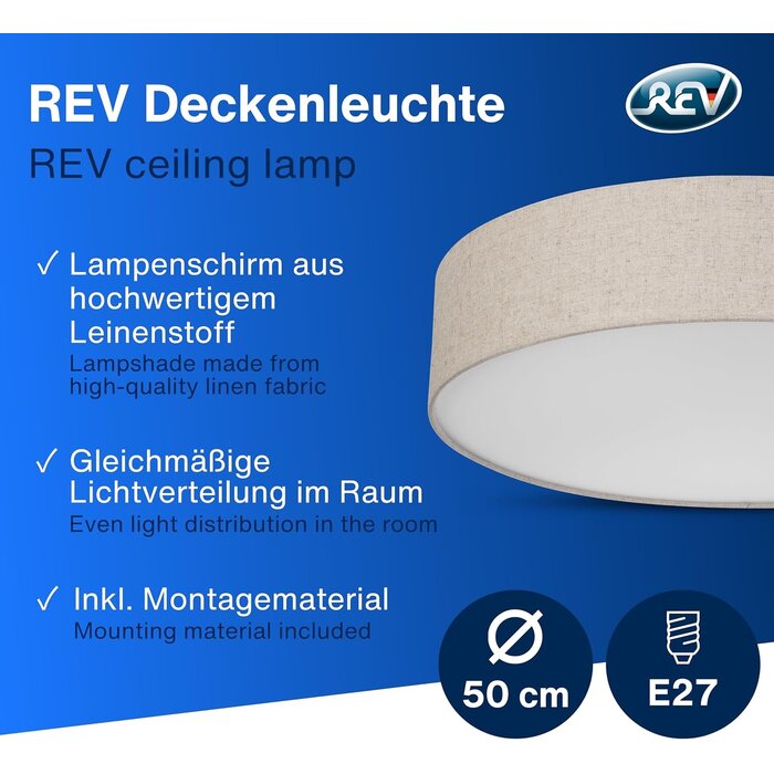 Runde Deckenleuchte 50 cm Taupe - 33% Rabatt - Vintage-Design