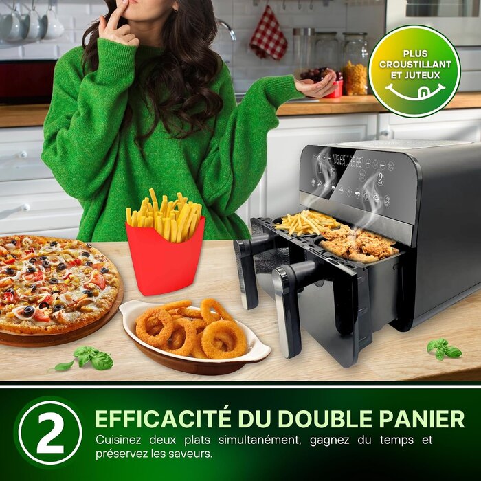 Digitale Heißluftfritteuse 9L 2400W Schwarz-Grau M - 34% Rabatt