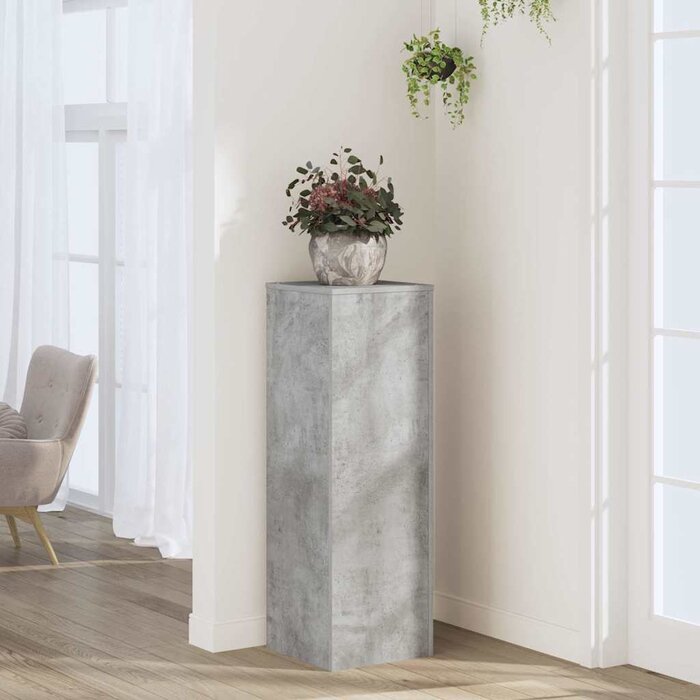Vidaxl Pflanzenständer 33x33x100 cm Holzwerkstoff Betongrau - 33% Rabatt