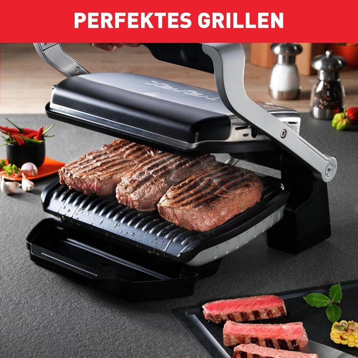 Kontaktgrill 2000W Edelstahl - 6 Programme - 34% Rabatt - Ausgepackt