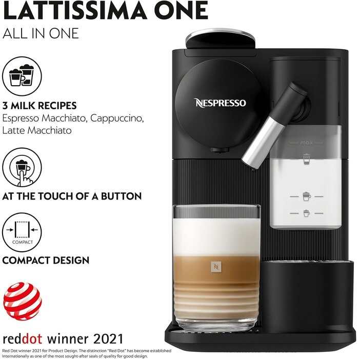 Kompakte Kapselkaffeemaschine mit Milchsystem - Schwarz - 35% Rabatt