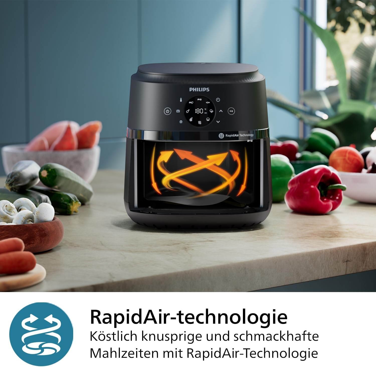 Philips Heißluftfritteuse 4,2L, 1500W, RapidAir - 34% Rabatt
